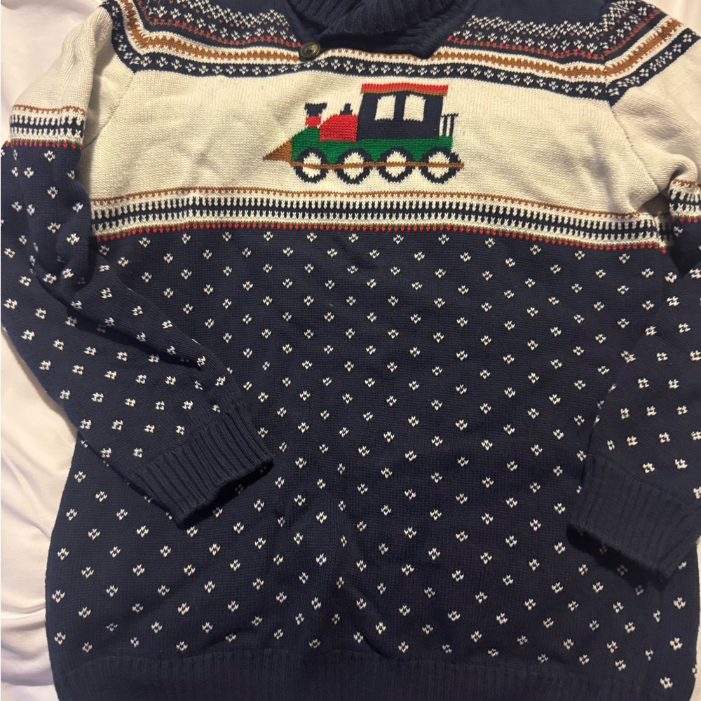 Boy’s Gymboree Blue Train Pattern Sweater